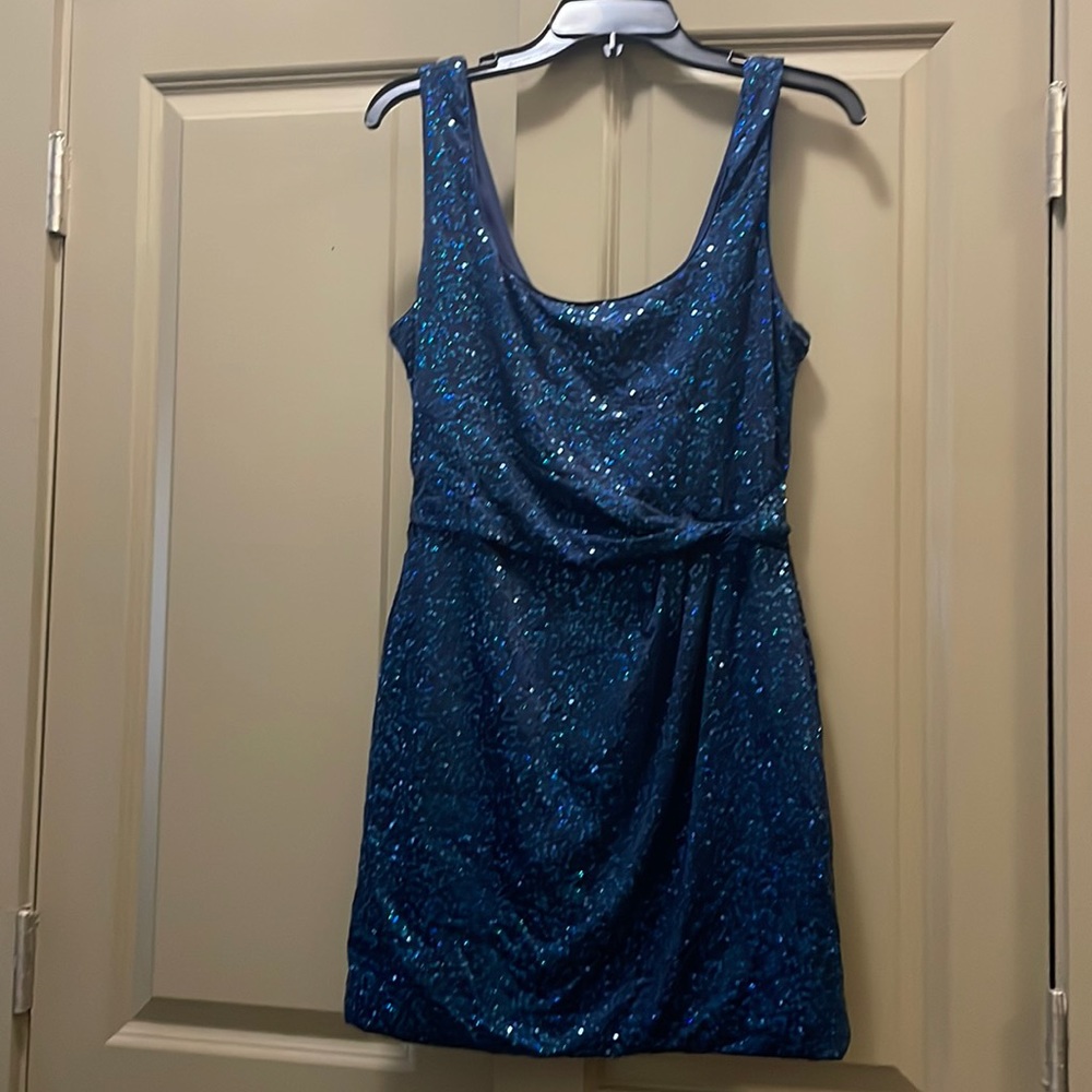 Navy blue sequin party dress